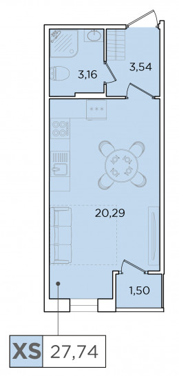 Студия 27.74 м²