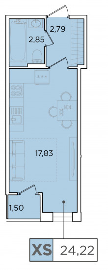 Студия 24.22 м²