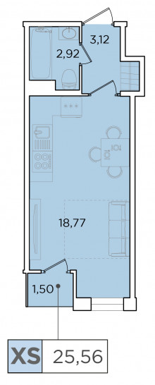 Студия 24.27 м²