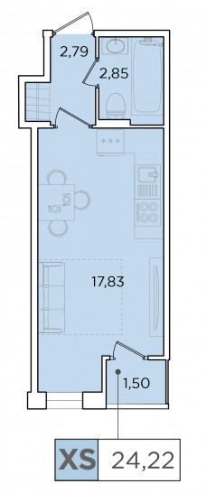 Студия 24.22 м²