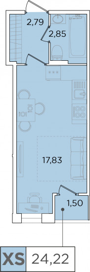 Студия 24.22 м²