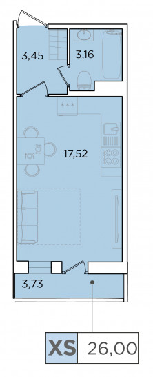Студия 26 м²