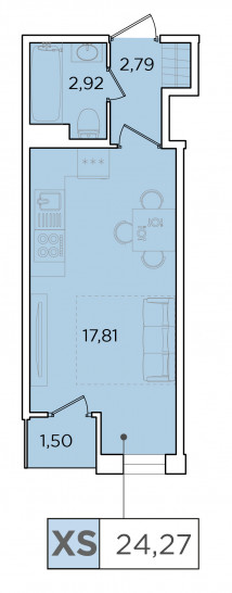 Студия 24.27 м²